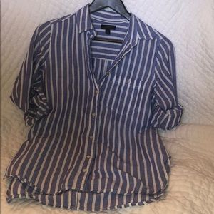 J Crew linen stripe shirt. Size 2